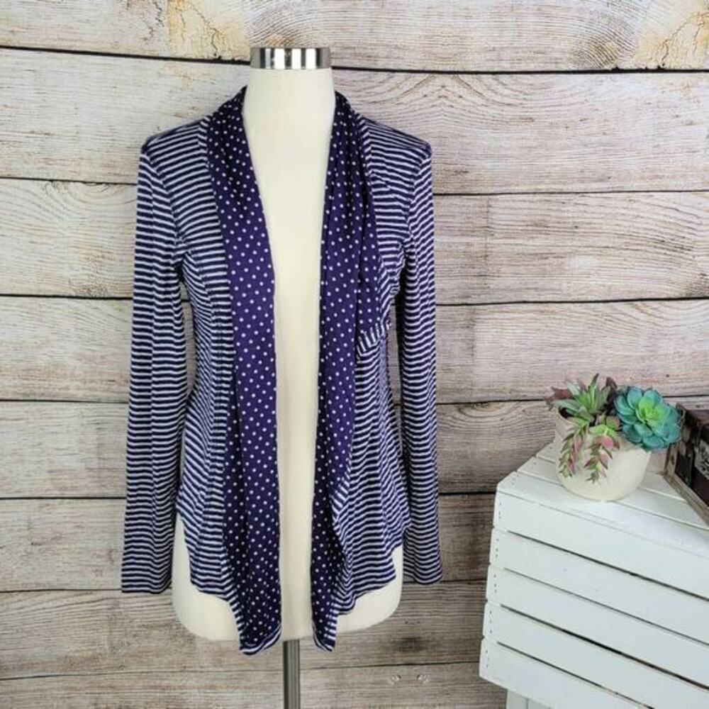 Market & Spruce Open Polka Dot Navy Draped Cardigan‎ Size Small